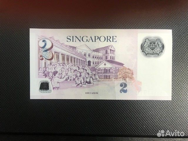 2 доллара Сингапур полимерная банкнота