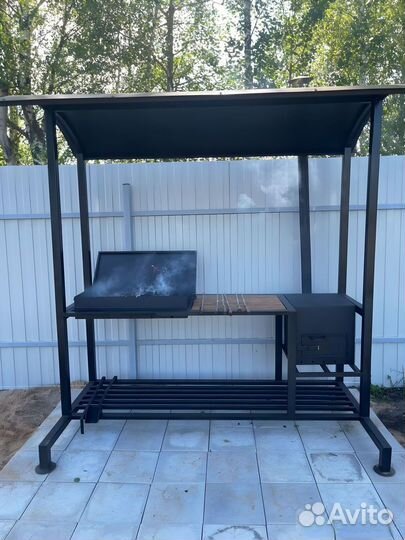 Мангал лофт с печью под казан