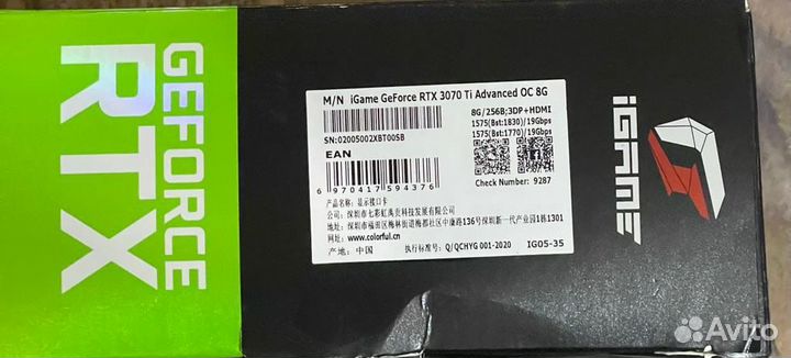 Видеокарта rtx3070ti colorful