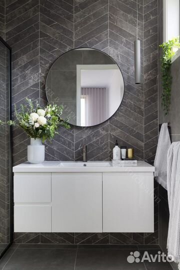 Круглое зеркало в черной раме Luciole