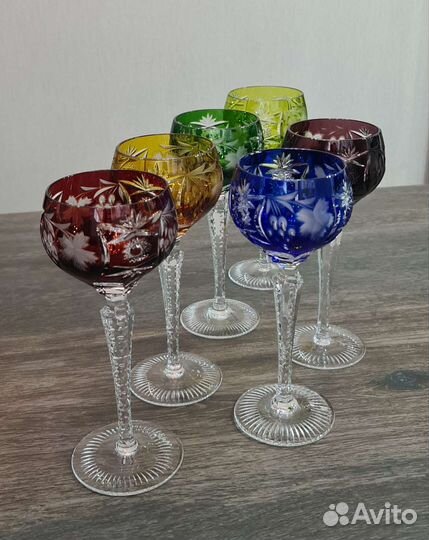 Хрустальные цветные фужеры Германия