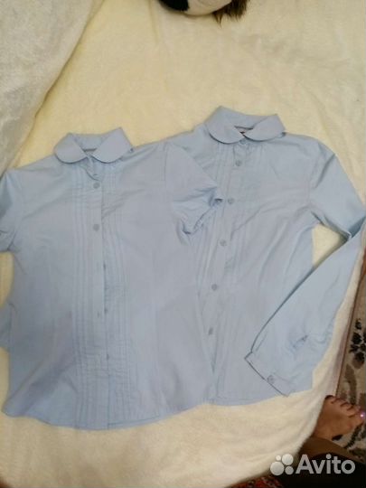 Школьная Голубая блузка