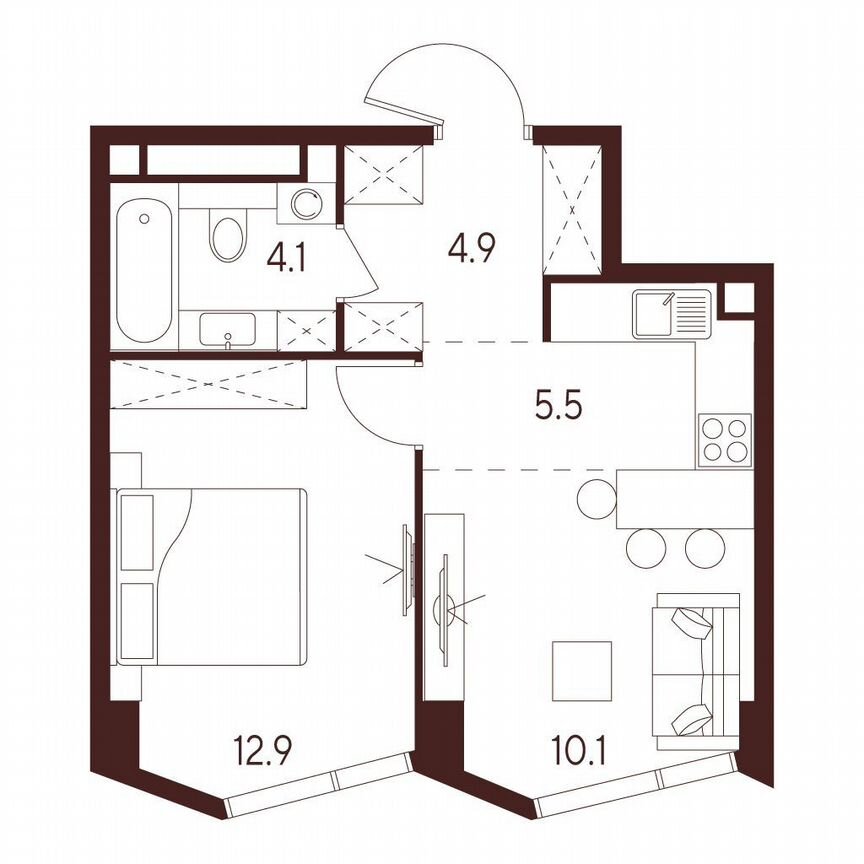 1-к. квартира, 37,5 м², 21/26 эт.