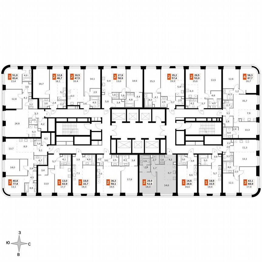 1-к. квартира, 52,6 м², 24/49 эт.