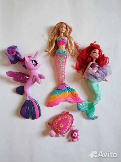 Игрушки для купания радужная русалка,черепаха,пони