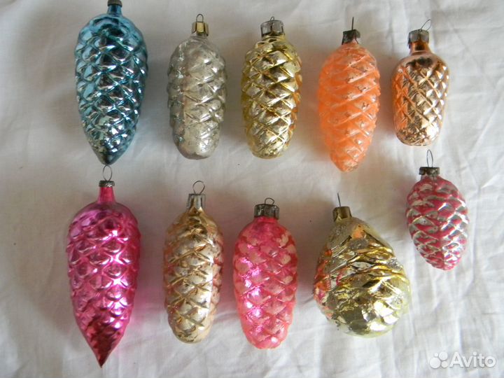 Ёлочные игрушки Шишки наборами СССР