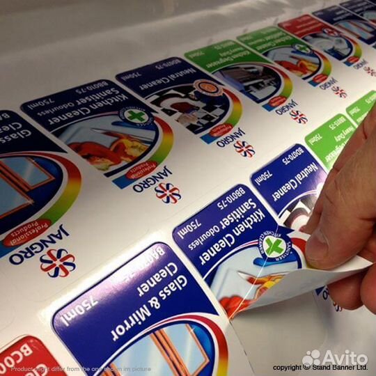 Печать наклеек любой формы, глянцевых, матовых