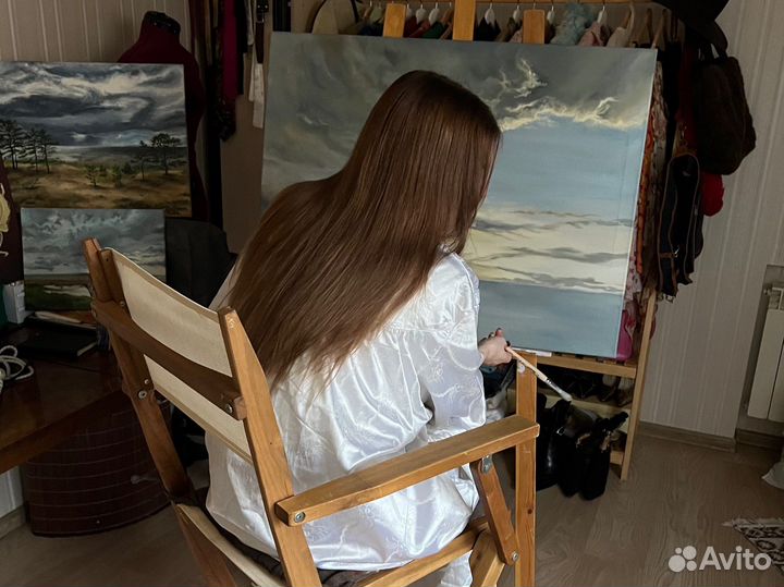 Картина маслом на холсте пейзаж закат