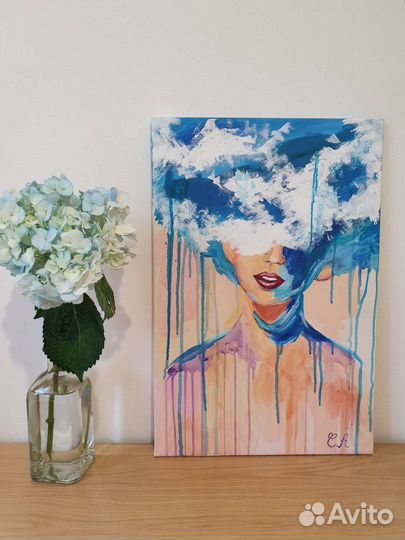 Картина акрилом Девушка-море