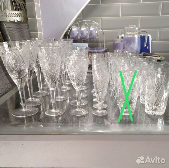 Хрустальные фужеры, стаканы времён СССР