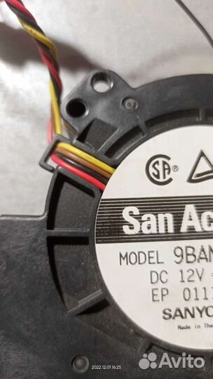 Вентилятор улитка, фирма sanyo, 1,85а, 12в