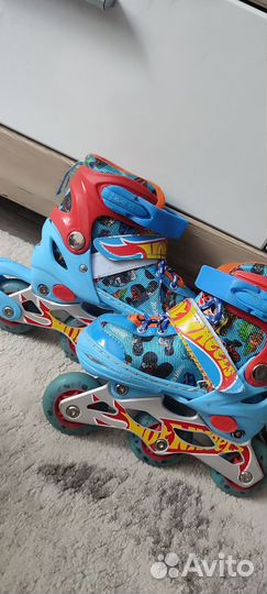 Ролики детские+раздвижные+светятся+защита