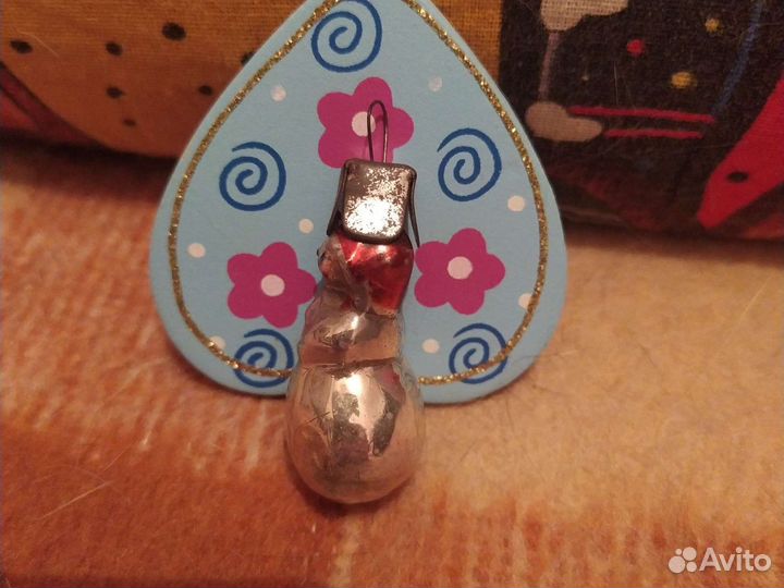 Советская старинная ёлочная игрушка Снеговичок