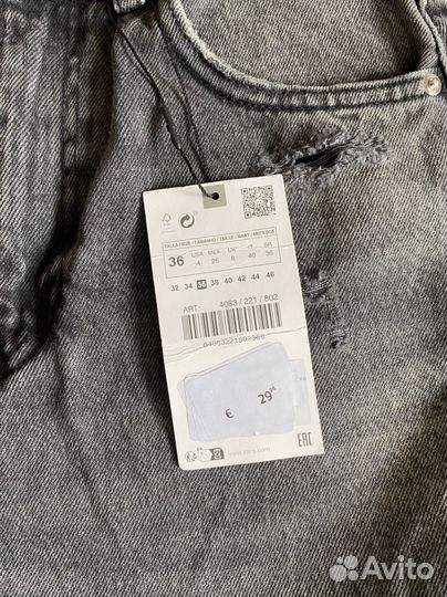 Джинсы zara mom fit 36