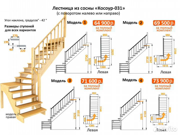 Деревянная лестница для частного дома