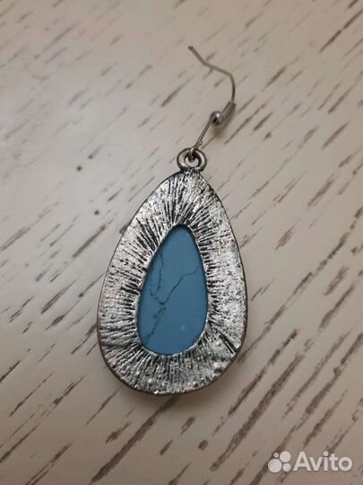 Серьги крупные с бирюзой