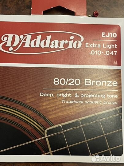 Струны для акустической гитары, D'adario, Ej-10