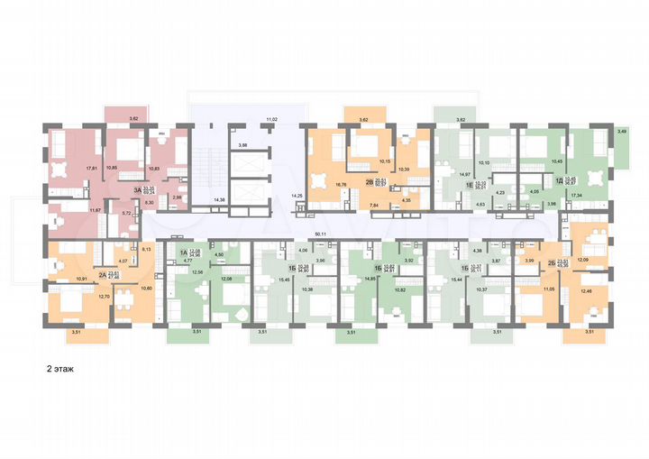 2-к. квартира, 50,6 м², 2/19 эт.