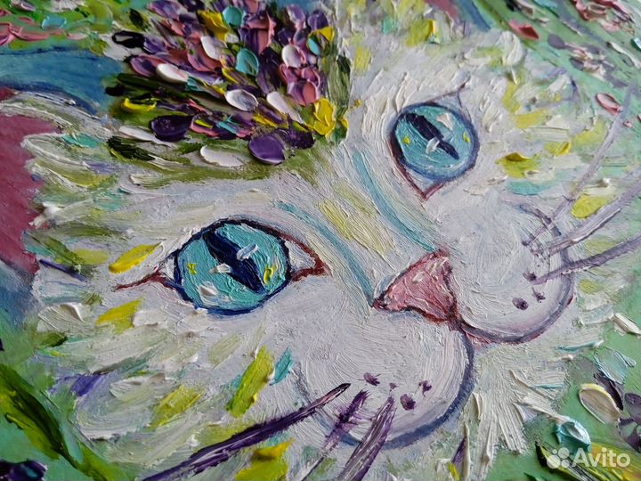 Картина маслом Яркий кот в детскую