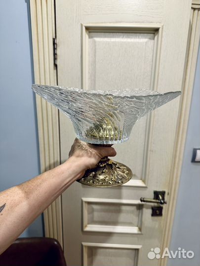 Ваза для фруктов на бронзовой ножке СССР