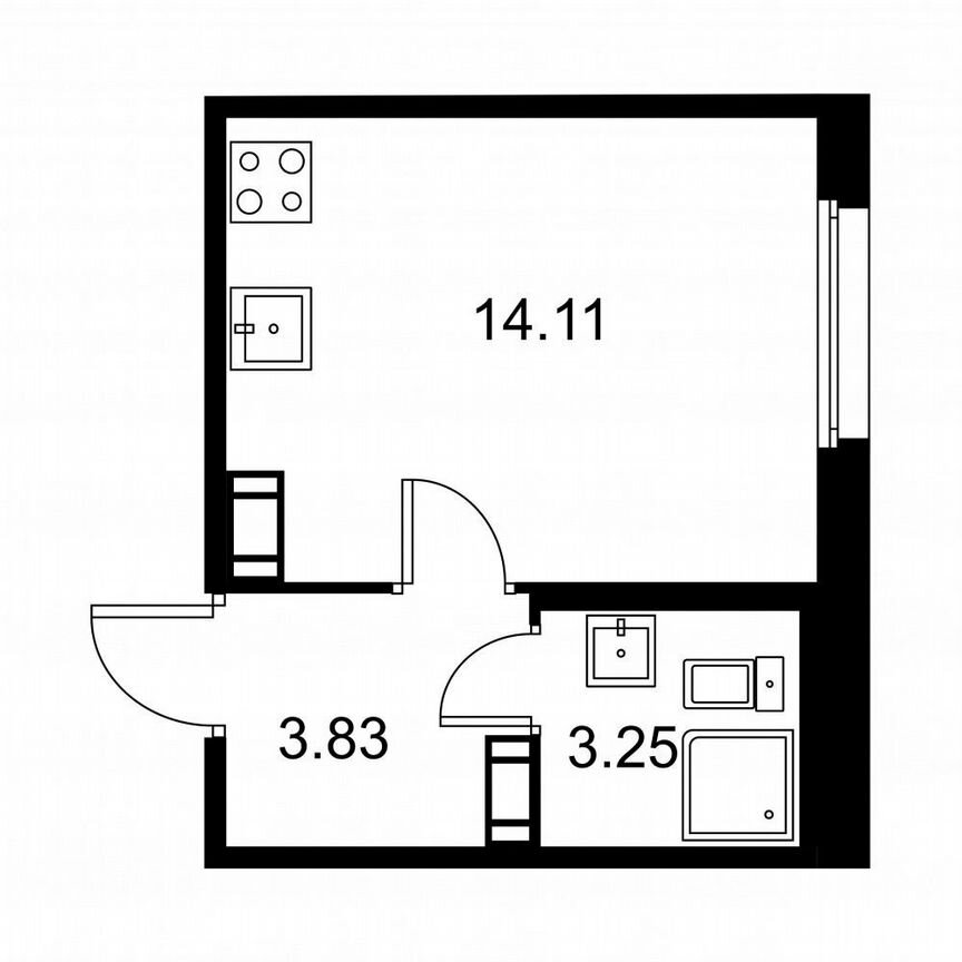Квартира-студия, 21,2 м², 3/9 эт.