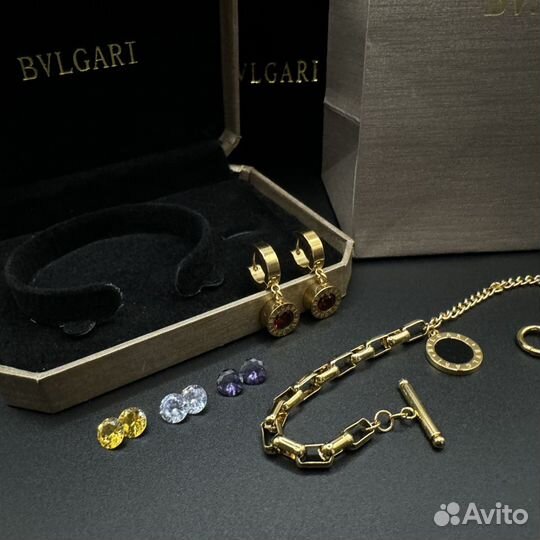 Bvlgari браслет 1 + серьги gold