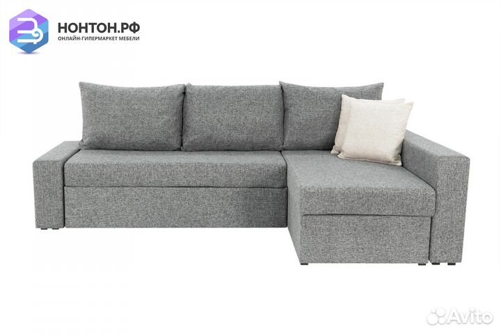 Диван угловой дельфин Версаль рогожка серая