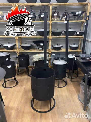 Печь с дымоходом под казан на 16 литров