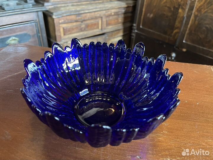 Салатник синее стекло