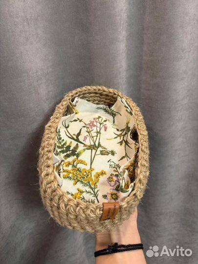 Корзинка из джута с твердым дном. Круг и овал