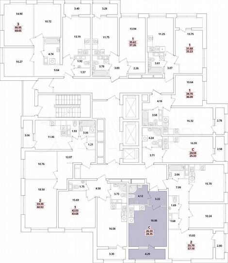 Квартира-студия, 28 м², 12/22 эт.