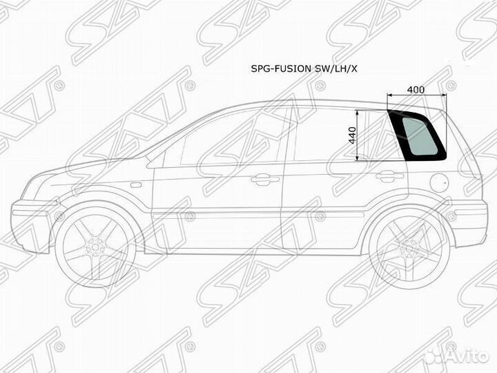 Стекло кузова (собачник) заднее левое ford fusion