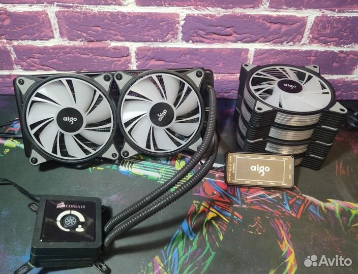 Сво Corsair H100 + комплект argb кулеров