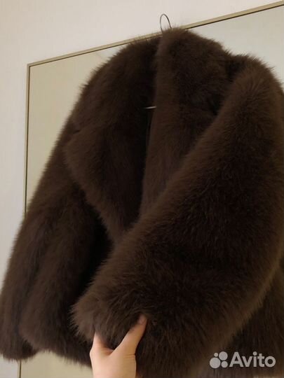 Шуба люкс коричневая XS S M L XL zara lime