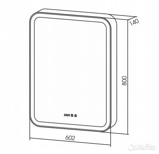 Зерк-шкаф бел 60см +диммер и часы azario LED-0000