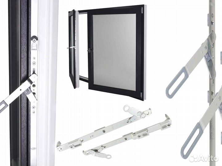 Ремонт окон, фурнитура stublina RAL8187