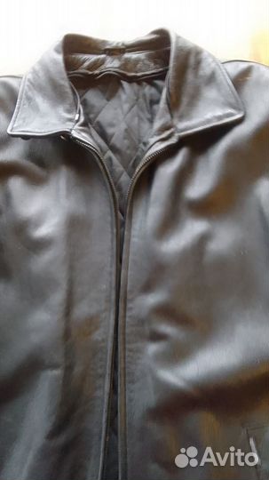 Кожаная куртка мужская с меховым воротником 48 50