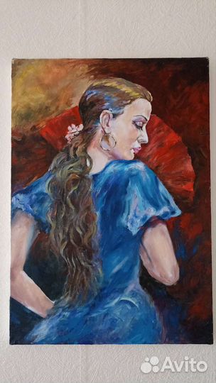 Картина маслом на холсте, девушка