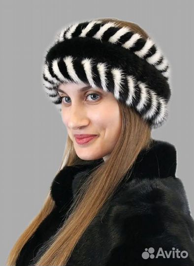 Повязка на голову из вязаной норки