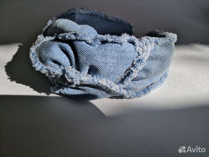Ободок джинсовый, повязка для волос ручной работы