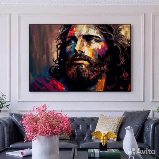 Картина маслом Иисус Яркая абстрактная живопись