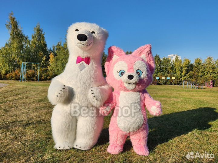 Белый медведь ростовой костюм /аэрокостюм