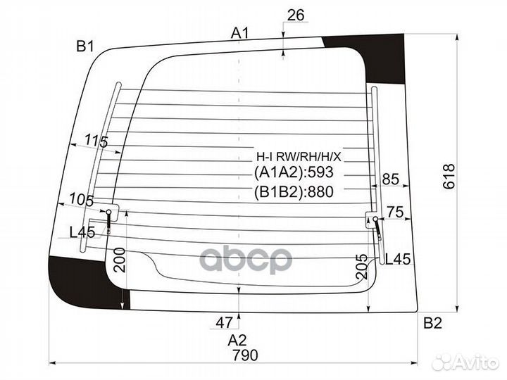 Стекло заднее (распашной двери) правое с обогре