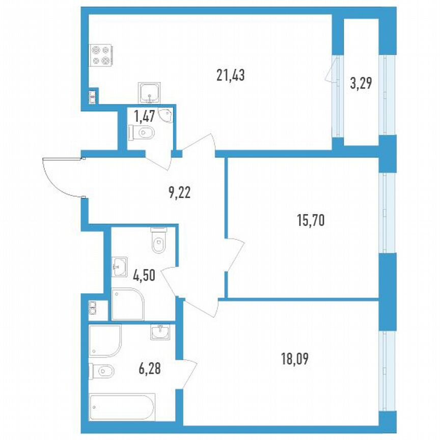 2-к. квартира, 78 м², 4/23 эт.