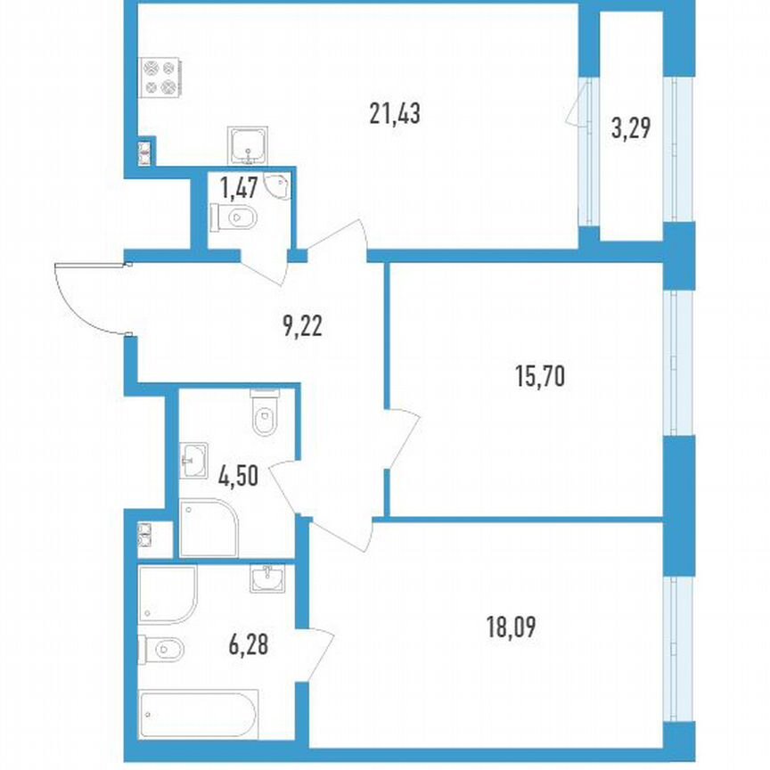 2-к. квартира, 78 м², 4/23 эт.