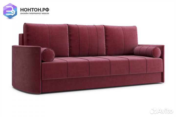 Диван еврокнижка Колибри 3-х местный бордовый