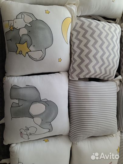 Бортики в кроватку подушки