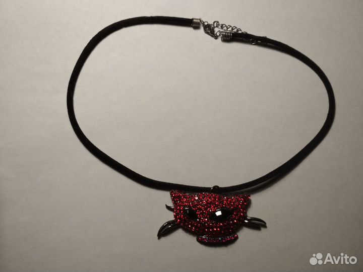 Украшение на шею готическое крупное подвеска кошка