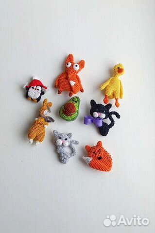 Брошь ручной работы Авокадо/Лиса/Единорог/Лама