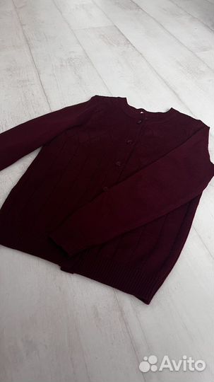 Кофта бардовая школьная кардиган. Для девочки